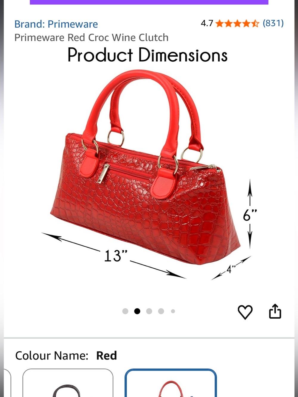 Red Croc-Texture Wine Clutch